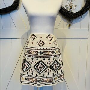 Embroidered Cream Skirt